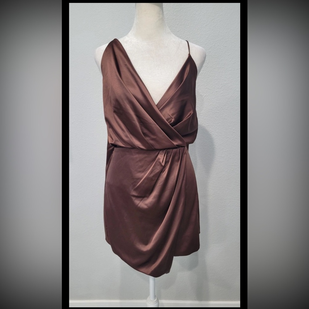 House of CB helaina satin dress Brown Sz M